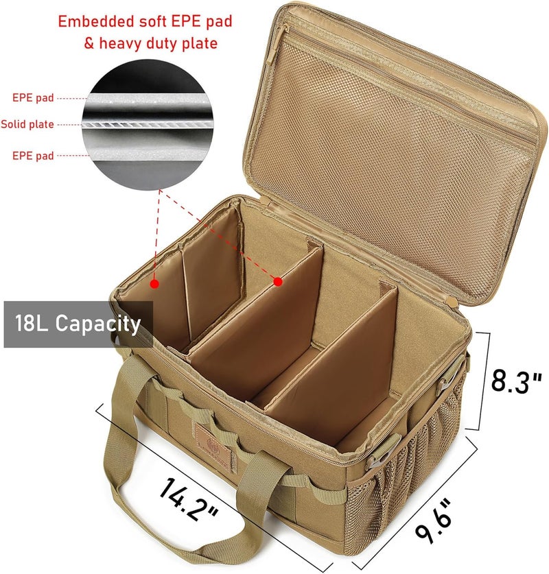 Lemubeane Tactical Camping Storage Bag 18L Tactical Utility Tote Bag Camping Cookware Organizer Trunk Organizer (Khaki) - Image 2